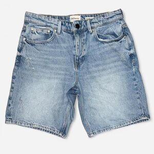 River Island Men's Light Wash Relaxed Slim Denim Shorts (Size MENS 32)